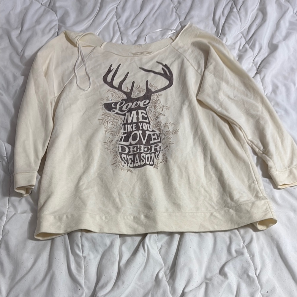 Atx Mafia Cream Boxy 3/4 Sleeve Sweatshirt